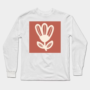 Large scale tulip flower in warm earthy terracota tones Long Sleeve T-Shirt